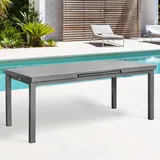 OUTFLEXX Premium Ausziehtisch, graphit, Aluminium/Glas, 180/240x100cm, automatischer Ausziehmechanismus