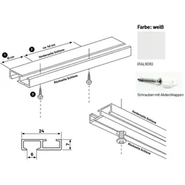 deco-raum Gardinenschiene Innenlauf Minimal Weiß, 210cm