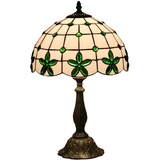 Uziqueif Tiffany Tischlampe, 12 Zoll Dekorative Tischlampe Aus Buntglas, Vintage deko Nachttischlampen Für Schlafzimmer, Lampenfassung Aus Zinklegierung Tiffany Lamp,Grün