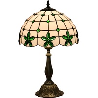 Uziqueif Tiffany Tischlampe, 12 Zoll Dekorative Tischlampe Aus Buntglas, Vintage deko Nachttischlampen Für Schlafzimmer, Lampenfassung Aus Zinklegierung Tiffany Lamp,Grün