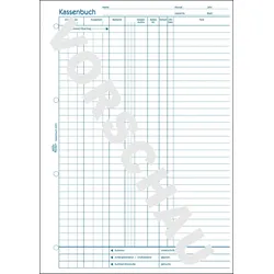 Avery Zweckform Kassenbuch EDV-gerecht, Recycling, A4, Blaupapier, mit Mikroperforation, alle Blätter gelocht, 100 Blatt