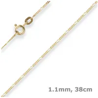 Schmuck Krone Goldkette 1,1mm Figarokette diamantiert aus 585 Gelbgold 38cm, Gold 585 goldfarben