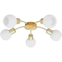 LINDBY Deckenlampe Elaina, Ø54cm, 5-flg., messing, Glas, E14
