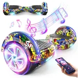 SISIGAD Balance Scooter 6,5 Zoll Dualmotorräder, Hoverboard mit LED-Licht, Smart Bluetooth, 10 km/h, Hoverboard mit LED Lichter Bluetooth,Geschenk für Kinder bunt|gelb