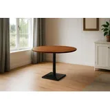 Sam Bistrotisch Schweizer Kante massiv Akazie nussbaumfarben 120 cm Säulengestell-eckig schwarz Brasilia