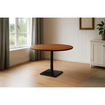 Sam Bistrotisch Schweizer Kante massiv Akazie nussbaumfarben 120 cm Säulengestell-eckig schwarz Brasilia