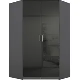 Rauch Eckkleiderschrank RAUCH "Celle", grau (graumetallic, hochglanz effektgrau), B:117cm H:197cm T:117cm, Holzwerkstoff, Schränke, Eckkleiderschrank