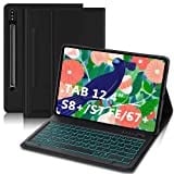 IVEOPPE Samsung Galaxy Tab S7 Fe Tastatur, Tastatur Hülle für Samsung Galaxy Tab S7 FE/S7+/S8+/S7 Plus/S8 Plus 12.4'', Beleuchtete Deutsches QWERTZ Kabellose Bluetooth Tastatur mit Schutzhülle