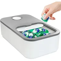 Waschmittel Pods Aufbewahrung für 100 Wäschepods,Waschmittelbox mit Schiebedeckel,Waschmittel Organizer mit Messbecher und Zeitaufzeichnung, Waschmittelbehälter für Waschpulver
