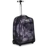 Appack Trolley, 2 in 1, Schulranzen mit Rollen, Rucksack mit Trolleyfunktion für Kinder, ab 1. Klasse, für Schule, Reisen, Mädchen&Jungen; schwarz/grau