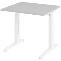 Bümö Schreibtisch Grau, Weiß, Nachbildung, Quadratisch, 80x74x80 cm, FSC