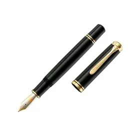 Pelikan Souverän M800 Schwarz, 18K Bicolor-Goldfeder M, Kolbenfüller mit Edelharz-Gehäuse