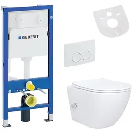 Belvit Spülrandloses Hänge WC Set mit WC-Sitz Weiß