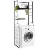 Onvaya ONVAYA® Waschmaschinenregal ǀ schwarz ǀ mit Kleiderstange und 4 Haken ǀ ideal über Waschmaschine, Trockner oder WC ǀ Toilettenregal aus Metall