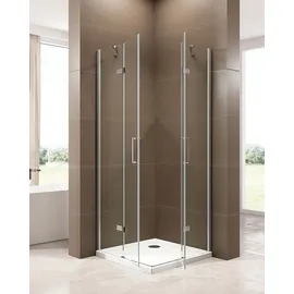 Bernstein Eckdusche mit Drehtür Eckeinstieg Dusche EX809 - Nano ESG-Sicherheitsglas - 90 x 90 x 195 cm