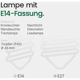 Spectrum LED Filament Leuchtmittel Tropfen G45 1W E14 warmweiß 90 lm