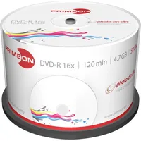 PrimeOn DVD-R 4.7GB/120Min/16x Cakebox, photo-on-disc, Inkjet Full Size Printable Surface 50