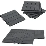 [en.casa] WPC Fliesen Schramberg 11er Set 1m2 Dunkelgrau