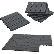 [en.casa] WPC Fliesen Schramberg 11er Set 1m2 Dunkelgrau