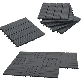 [en.casa] WPC Fliesen Schramberg 11er Set 1m2 Dunkelgrau