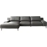 Designwerk Eckcouch Leder 3-Sitzer Grau