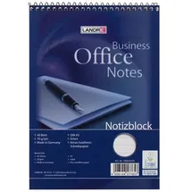 Landré Office Notizblock DIN A5 Liniert Spiralbindung Karton Blau Perforiert 80 Seiten
