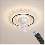 Euroton Deckenventilator Deckenventilator LED Beleuchtung Deckenlampe Fernbedienung, 20 cm Durchmesser, Nicht zutreffend weiß