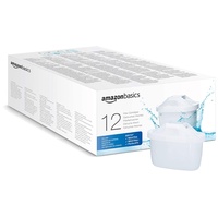 Amazon Basics Wasserfilterkartuschen, 12 Stück, passend für alle BRITA Systeme inkl. PerfectFit & Amazon Basics Systeme