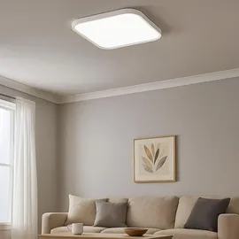 WOFI Deckenleuchte Gala 1 Flg. - Weiß, LED 35W 3500lm 2800-5500K warmweiß-kaltweiß, LxBxH 48x48x4 cm