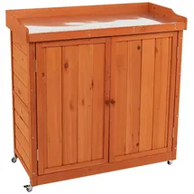 Costway Geräteschrank Stahl 98,5x48x100 cm beige fahrbar