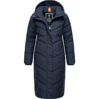 Ragwear Damen Winterjacke langer Regenmantel Steppmantel wasserdicht warm gefüttert mit Kapuze Suminka Navy Gr. 4XL - 4XL