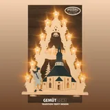 Weigla LED Lichterspitze/Schwibbogen"Seiffener Kirche, 15 flammig Erzgebirge garantiert