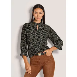 Madeleine Elegante Viskosebluse mit Grafik-Print Schwarz/Braun 38