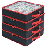 Relaxdays Weihnachtskugel Aufbewahrungsbox, 4er Set, Rot,Schwarz