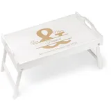 Maverton Frühstückstablett mit Gravur - für Zwei - Betttisch mit Griffen - klappbare Beine - Weiß - Geschenk für Paare - Einzugsgeschenk - Hochzeitsgeschenk - gemeinsam