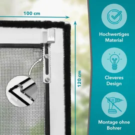 APANA Insektenschutz Fenster 100 x 120 cm anthrazit