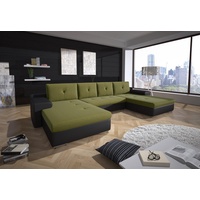Fun Möbel Couchgarnitur FLORENZ U-Form, mit Schlaffunktion Schwarz /