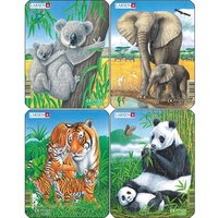 Larsen V4 Elephant Rahmenpuzzle-Set Koala, Elefant, Tiger, Panda 4x8 Teile