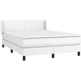 vidaXL Boxspringbett mit Matratze Weiß 140x200 cm Kunstleder