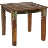 Esszimmertisch KALKUTTA 80 x 80 x 76 cm Mango Shabby Chic Massiv-Holz | Design Landhaus Esstisch Bootsholz | Tisch für Esszimmer rechteckig | Küc... - Braun