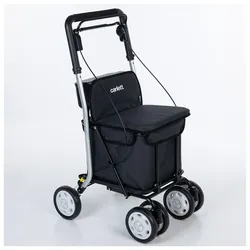 CARLETTEinkaufstrolley Einkaufswagen Shopping Trolley Rollatoren für SeniorenMaximale Sitzbelastung 125 kg, 30L, Wasserdichte Tasche aus Polyester-Schwarz