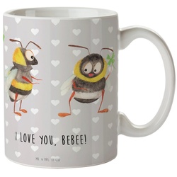 Mr. & Mrs. Panda Tasse Bienen Paar – Grau Pastell – Geschenk, für Männer, Kaffeetasse, Jahre, Keramik grau