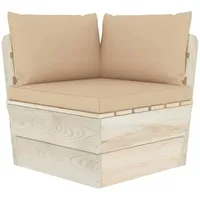 vidaXL Garten-Paletten-Ecksofa mit Kissen beige