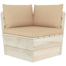 vidaXL Garten-Paletten-Ecksofa mit Kissen beige