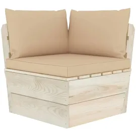 vidaXL Garten-Paletten-Ecksofa mit Kissen beige