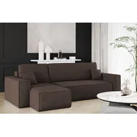 Kaiser Möbel Ecksofa mit schlaffunktion und bettkasten, Sofa L-form, Couch L-form BEST Dicker Cord Braun Links - Braun