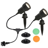 Briloner Leuchten - Außenleuchte, Gartenleuchte, Wegeleuchte, 2er-Set, 2x GU10, 3 W, 250 Lumen, inkl. Erdspieß, IP44, schwarz