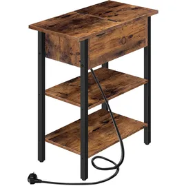 HOOBRO Beistelltisch Dunkelbraun Holz 26 x 64 cm