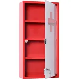 4-stöckiger Medizinschrank Mit Glastür, 60 × 30 × 12 Cm, Rot