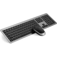 Seenda Ultra-Dünne Wiederaufladbare Funk Tastatur- und Maus-Set, Ergonomische mit Silikon Staubschutz für/Laptop/Smart TV QWERTZ Layout grau|schwarz